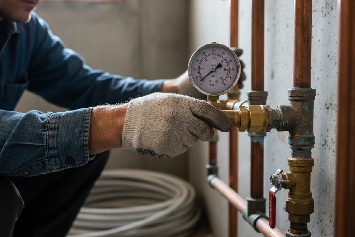 Pressure testing a repaired line during Water Line Repair in Rockland